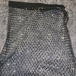 Crystal rave mesh skirt